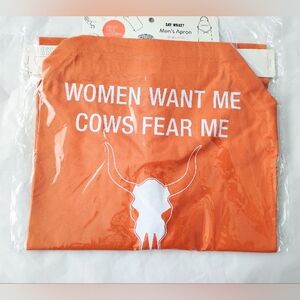 Humorous Orange Apron with Skull Design